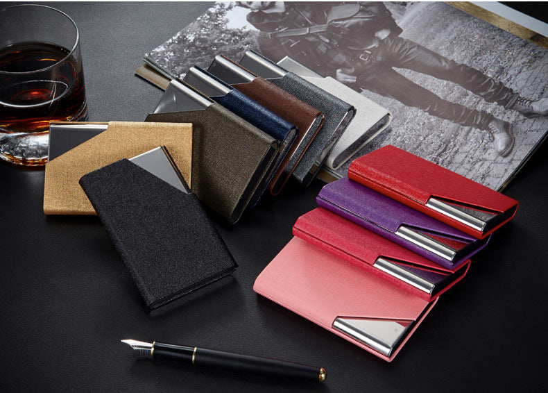Business card holder in red stainless steel
