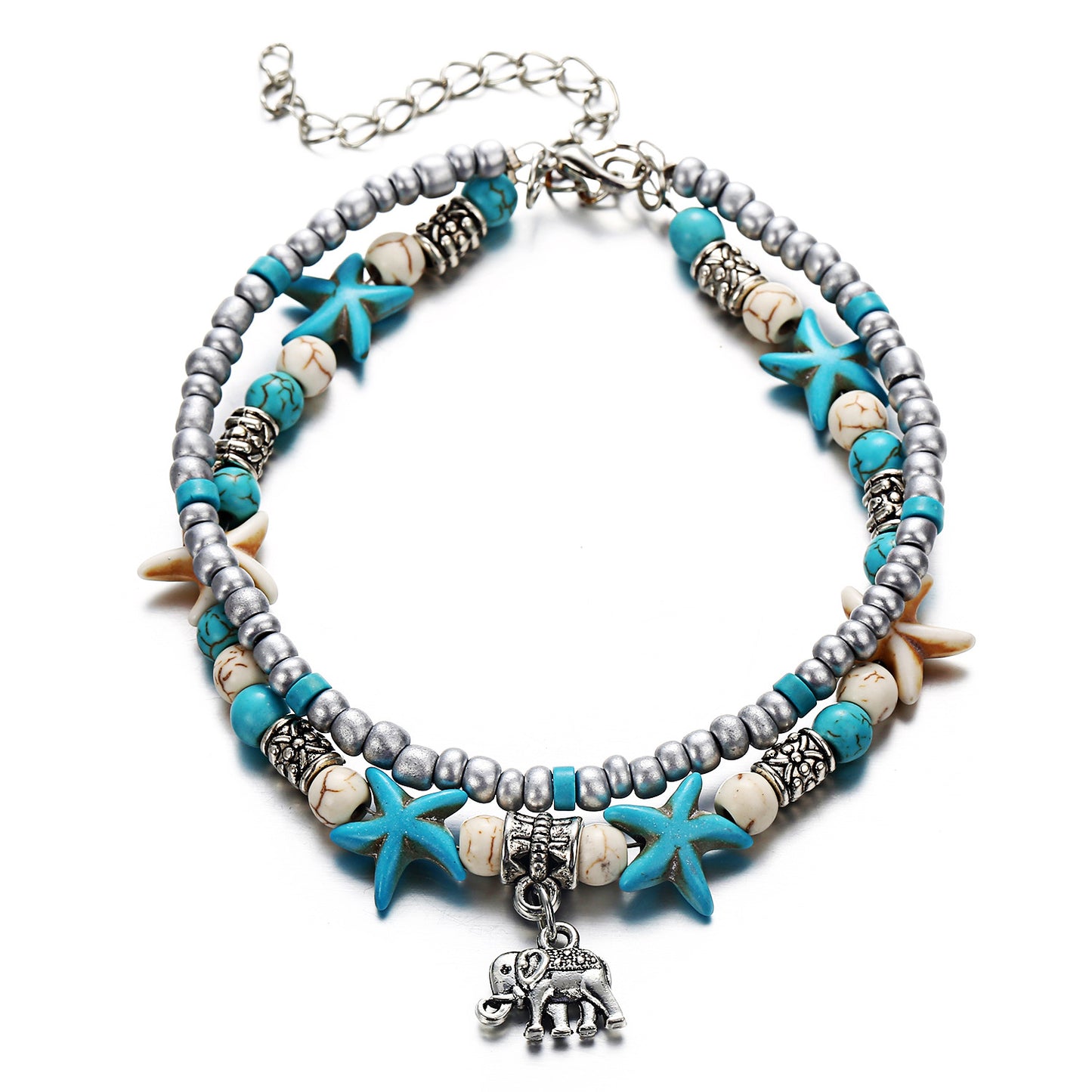 simple yoga anklet with star charms
