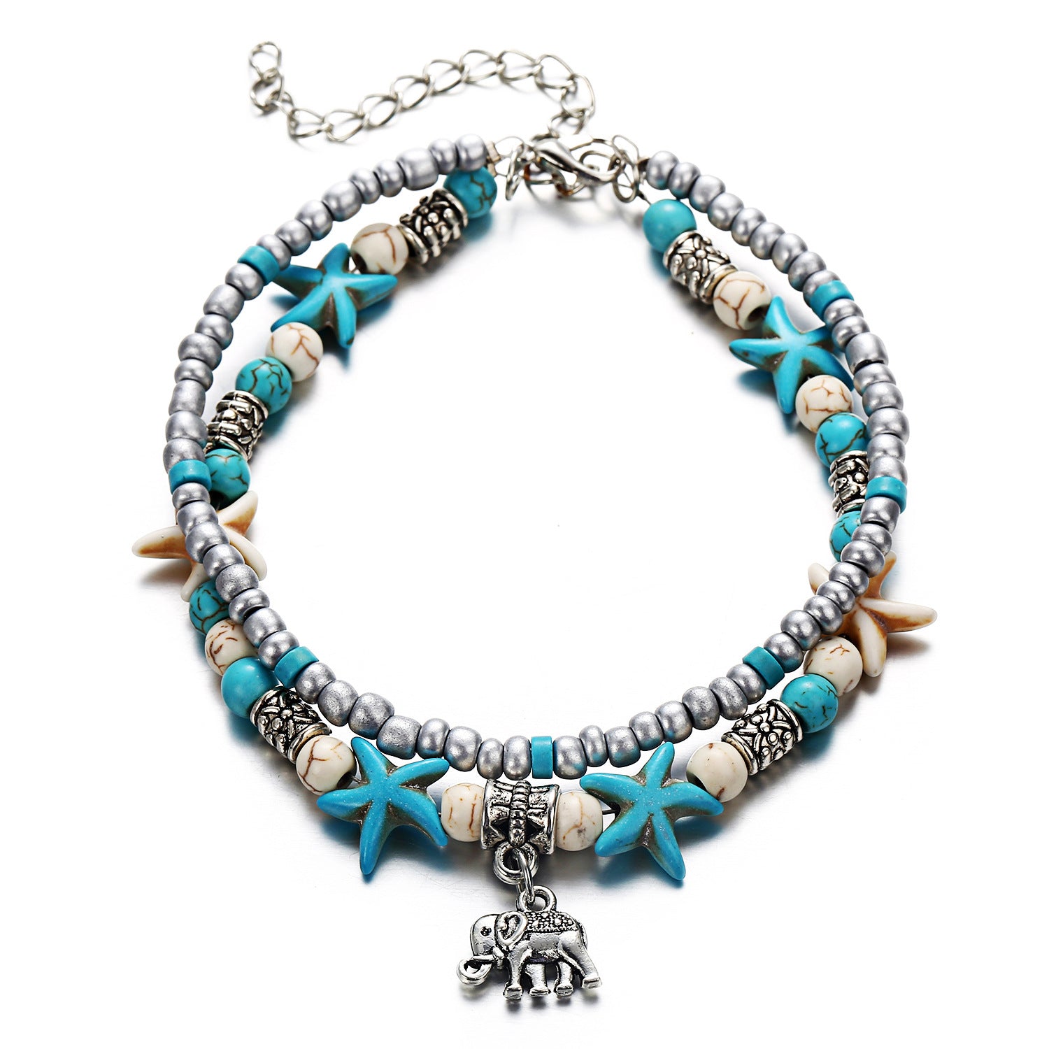 simple yoga anklet with star charms