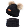 Black Set with Double Pom-Poms