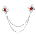 Silver Base Bright Red Rhinestone