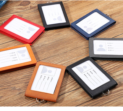 Image of versatile dual-card holder with lanyard