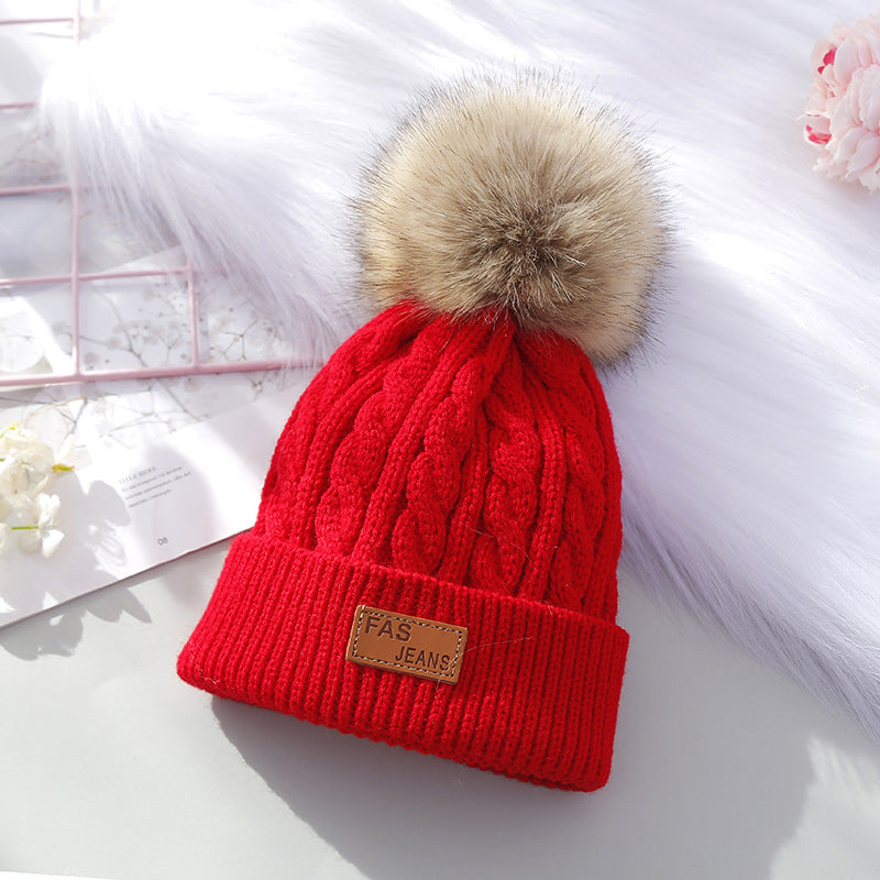 Unique yellow pom-pom beanie hat for kids