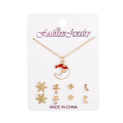 Gold crystal snowman earrings image