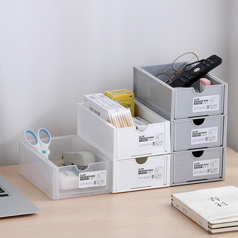 Durable plastic desk organizer with grey color option