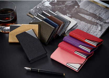Business card holder in red stainless steel