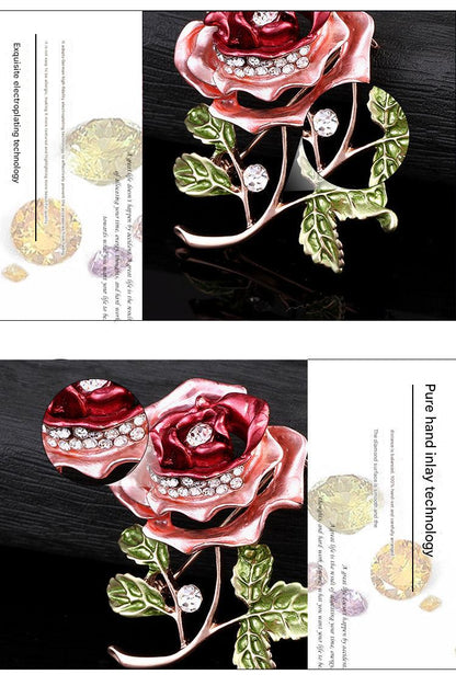 Elegant Floral Brooch with Rhinestones - Image 1