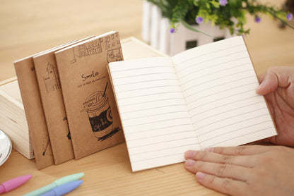 kraft notebook with rustic background