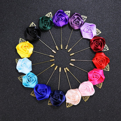 Elegant red rose floral brooch image 1