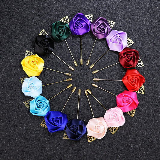 Elegant red rose floral brooch image 1