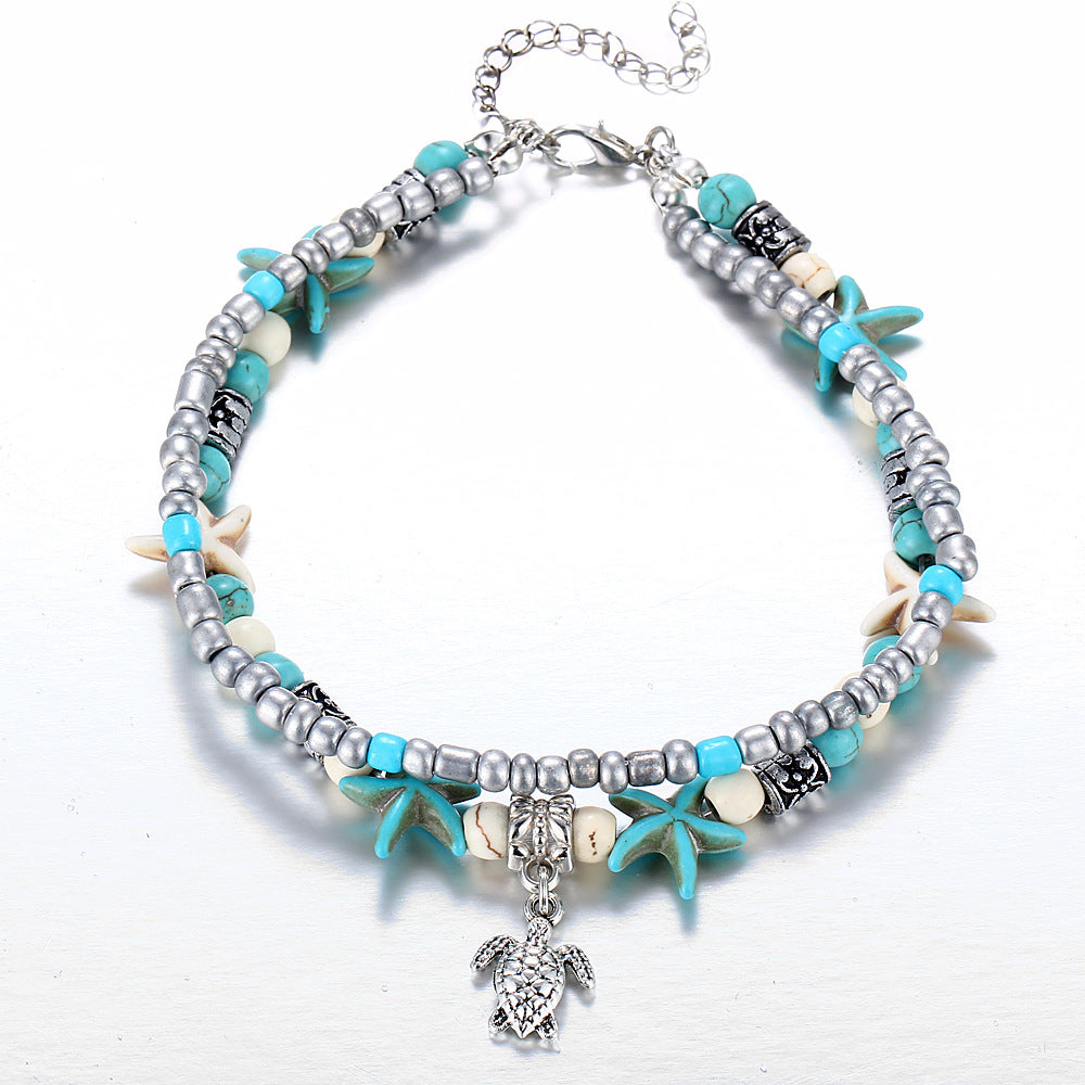 simple yoga anklet with star charms
