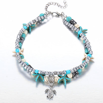 simple yoga anklet with star charms