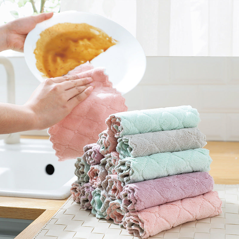 Dual-sided dish cloth in pink and green