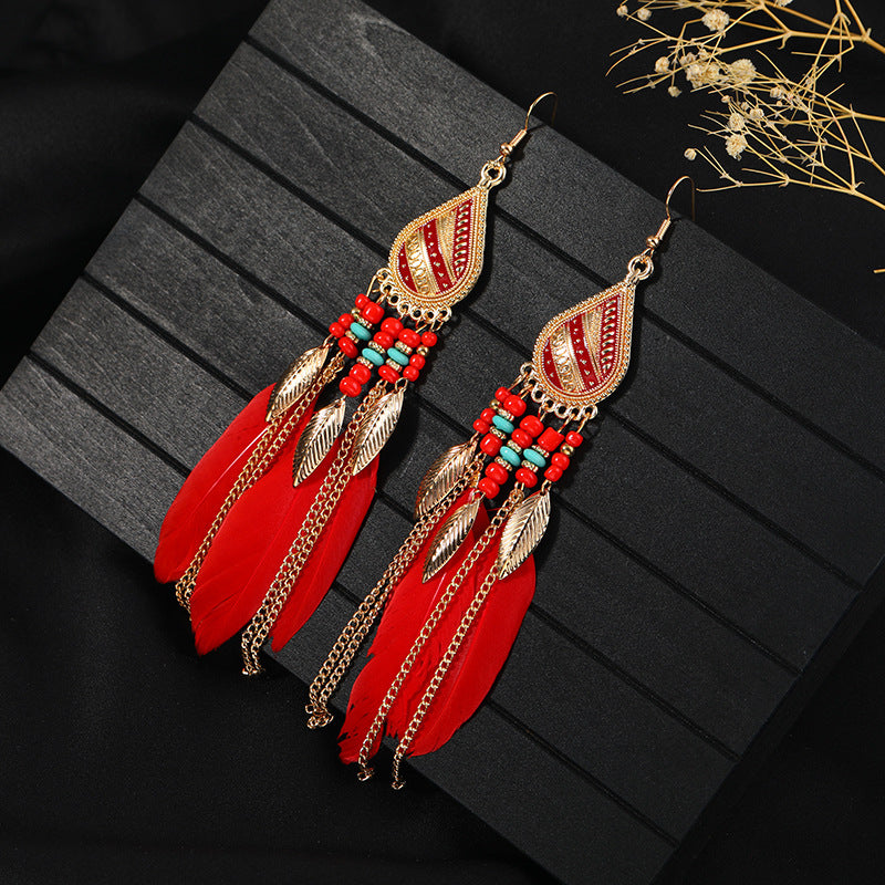 Bohemian tassel earrings blue color