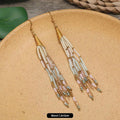 10 - Long Crystal Bead Tassel (White Blue)