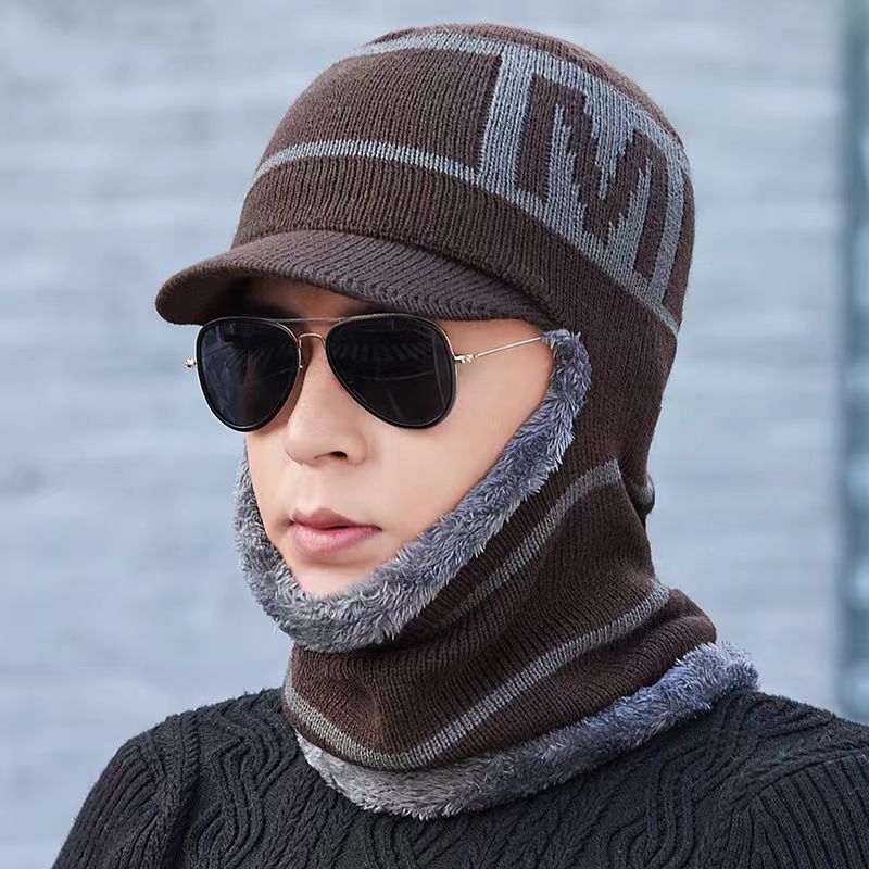 Men's winter fleece knit cap navy