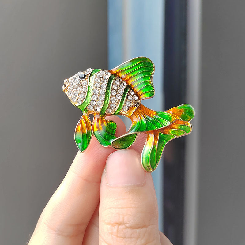 Sparkling animal brooch on clothing