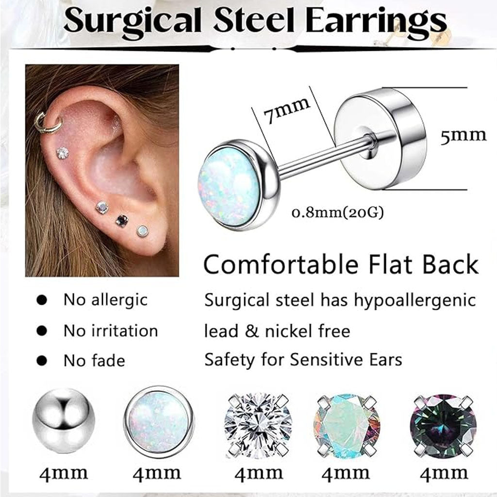 Stainless Steel Geometric Earrings Set Image 2