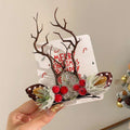 10#Christmas Hair Clip - Deer Ear Dark Brown Branch Hairpin