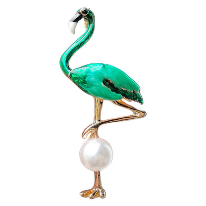 Lightweight Flamingo Brooch on Jacket