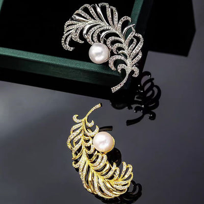 Close-up of Stylish Feather Brooch