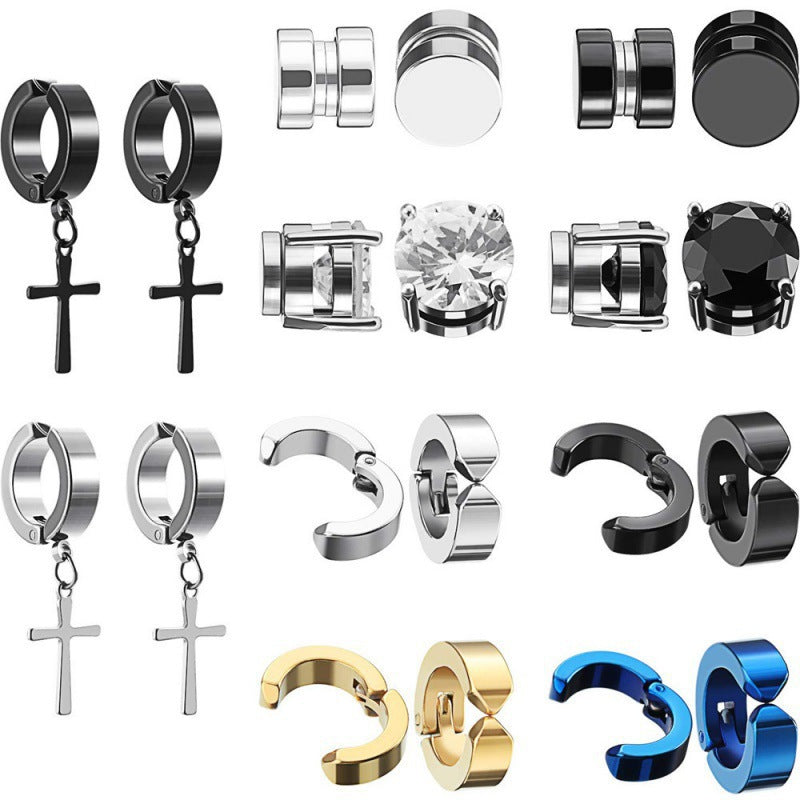 Titanium Steel Cross Zirconia Earring Image 1
