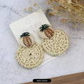 3 - Pineapple White Rattan Round Disc