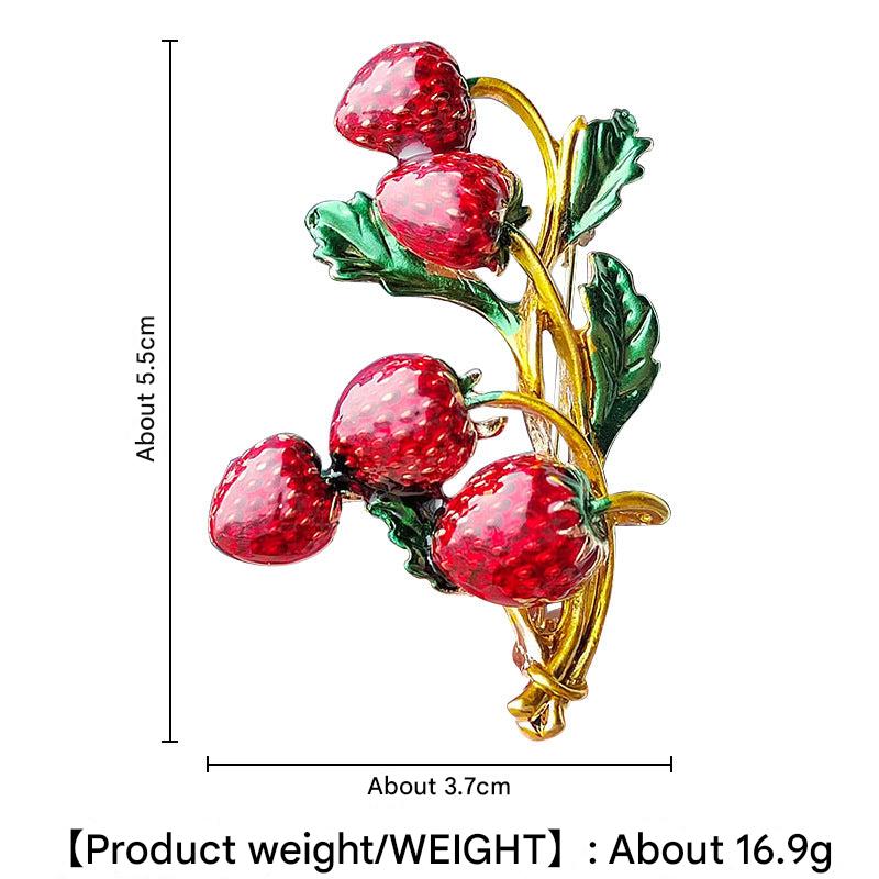 Enamel cartoon strawberry pin for women