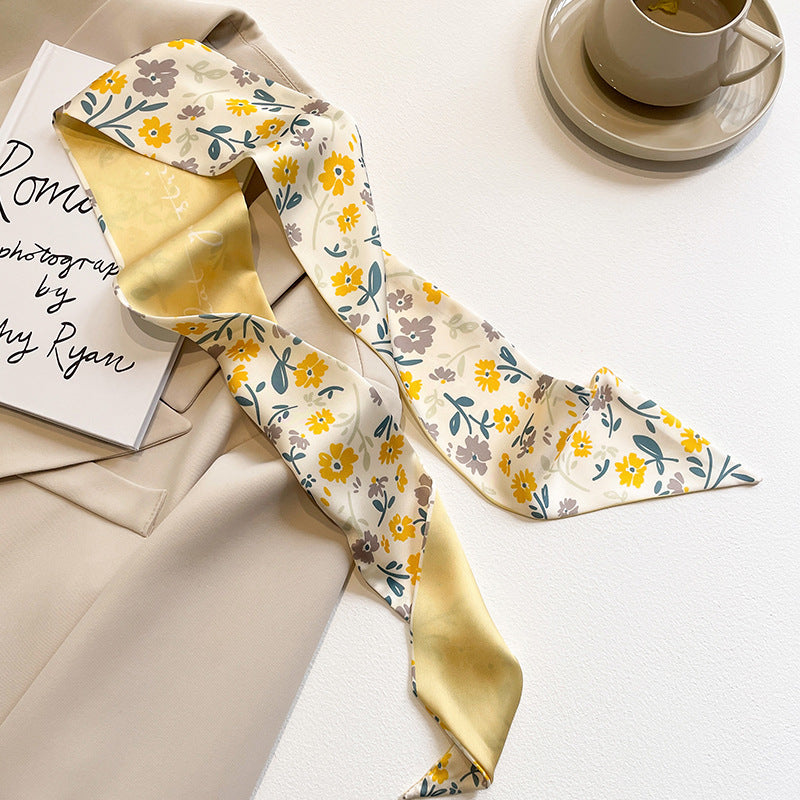 Yellow floral scarf as hairband
