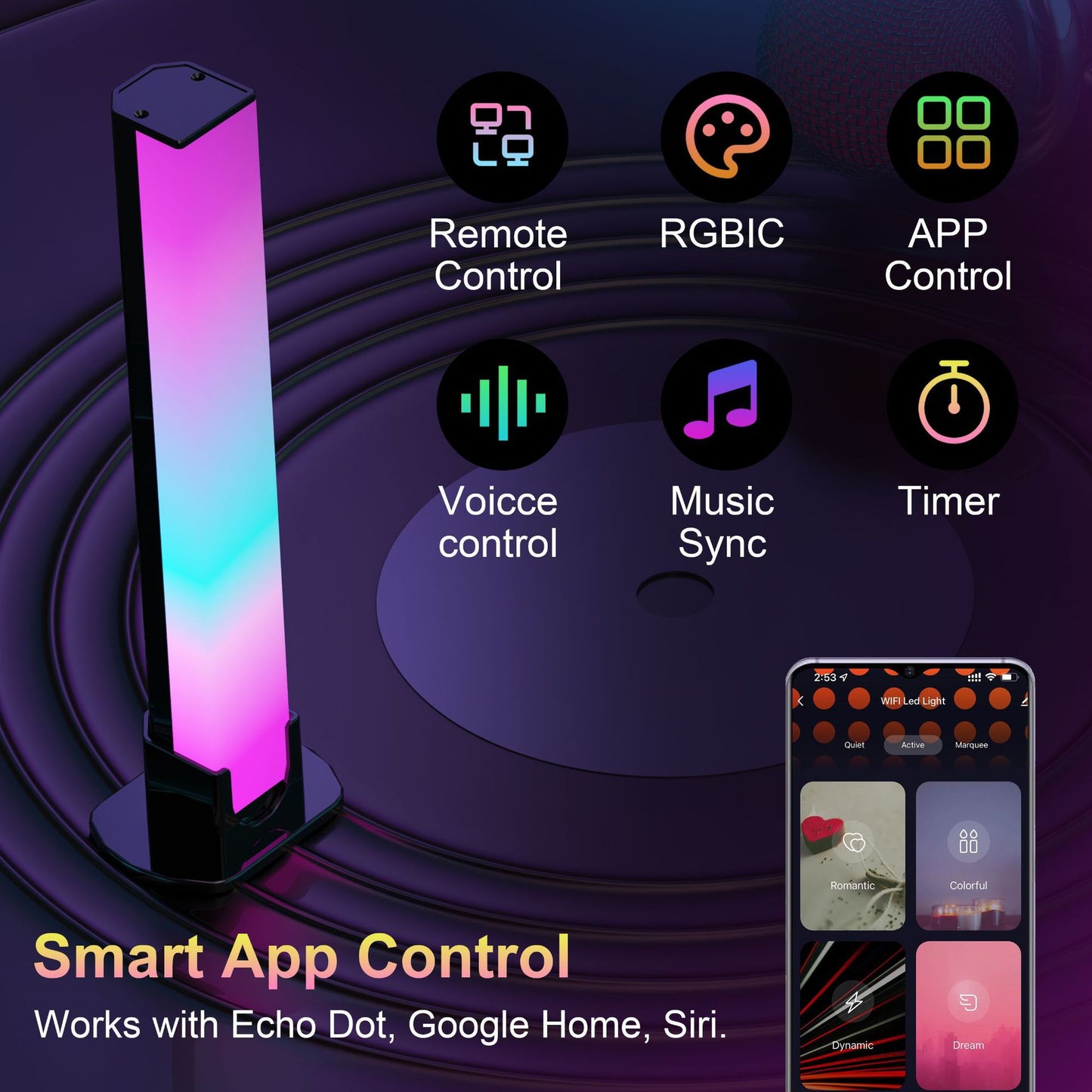 angular view smart LED ambient desk lamp