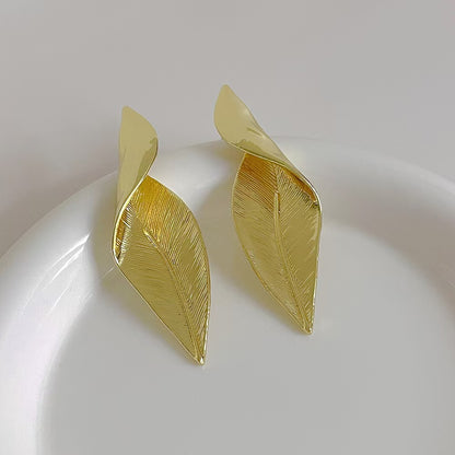 Bold geometric leaf earrings