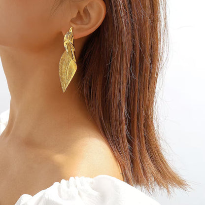 Gold leaf earrings
