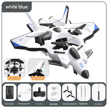 JJRC remote control aircraft flying over a field