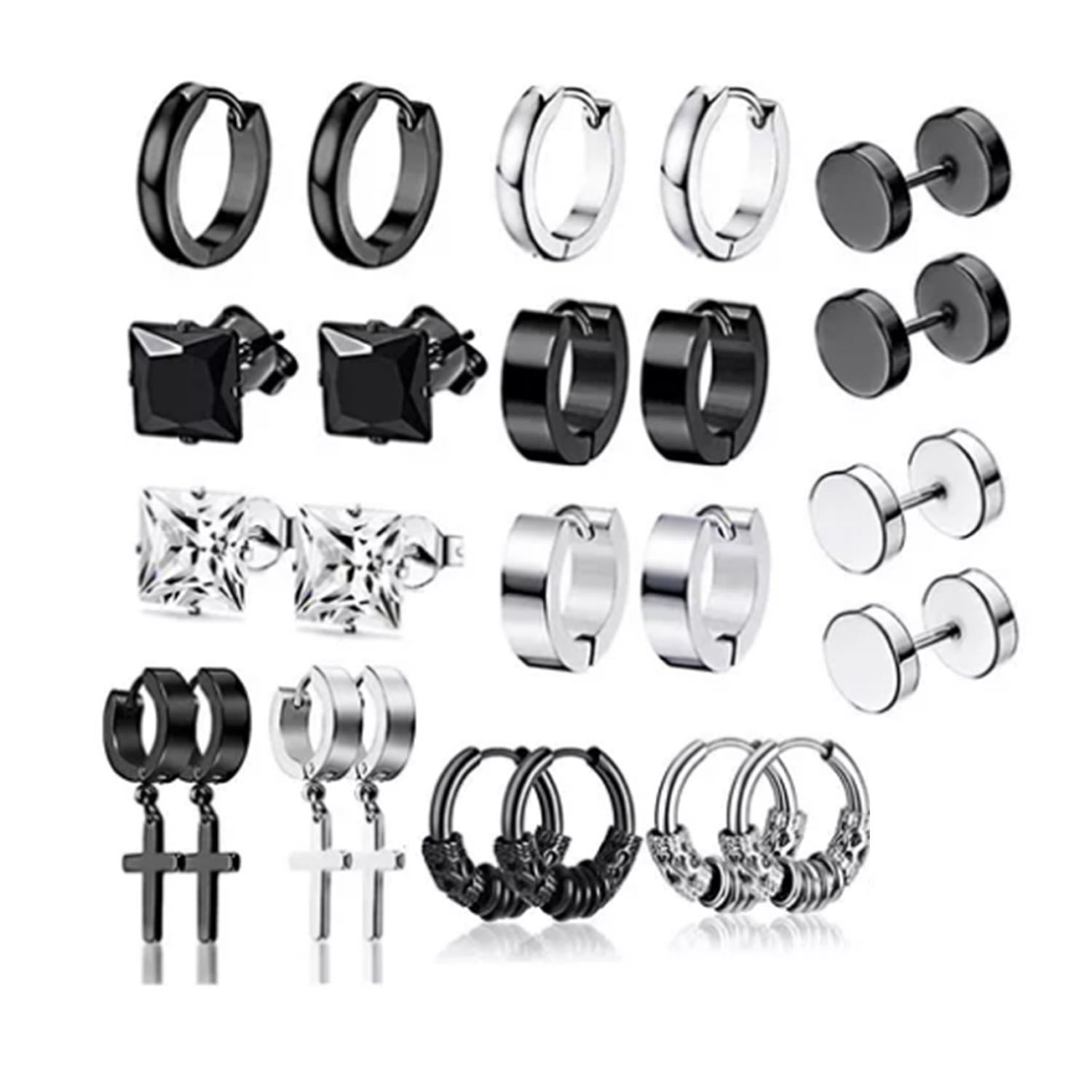 Stylish cross design earrings with zircon