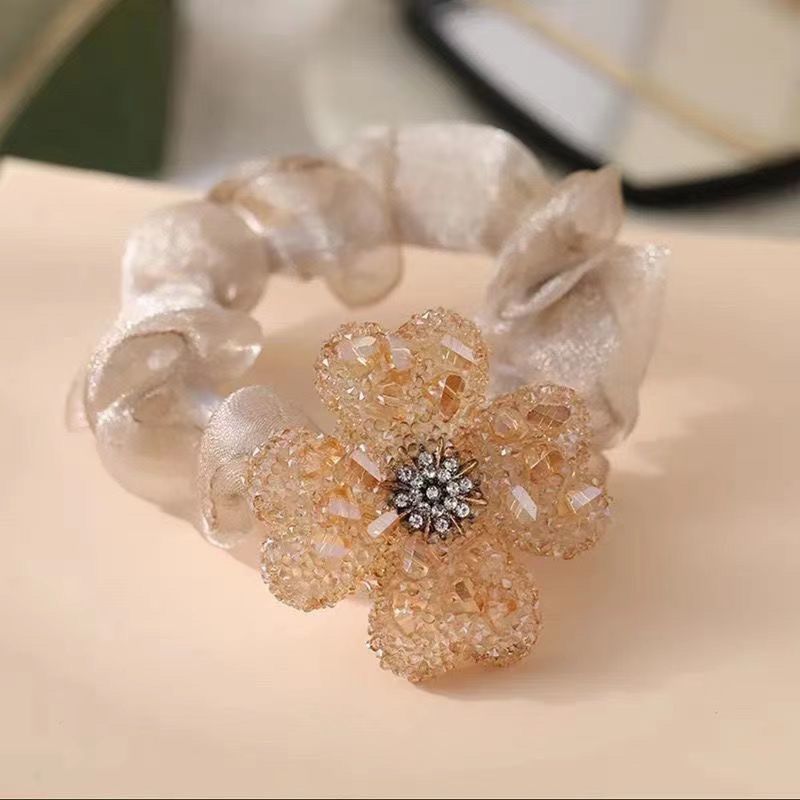 High elastic hair scrunchie styled with vibrant colors
