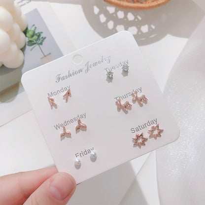 Korean pearl bow earrings image 9