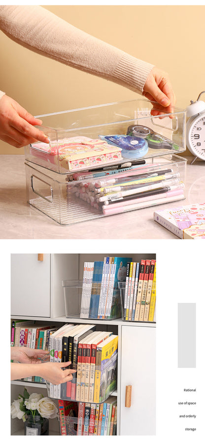 Stackable makeup storage container on a desk - image 2