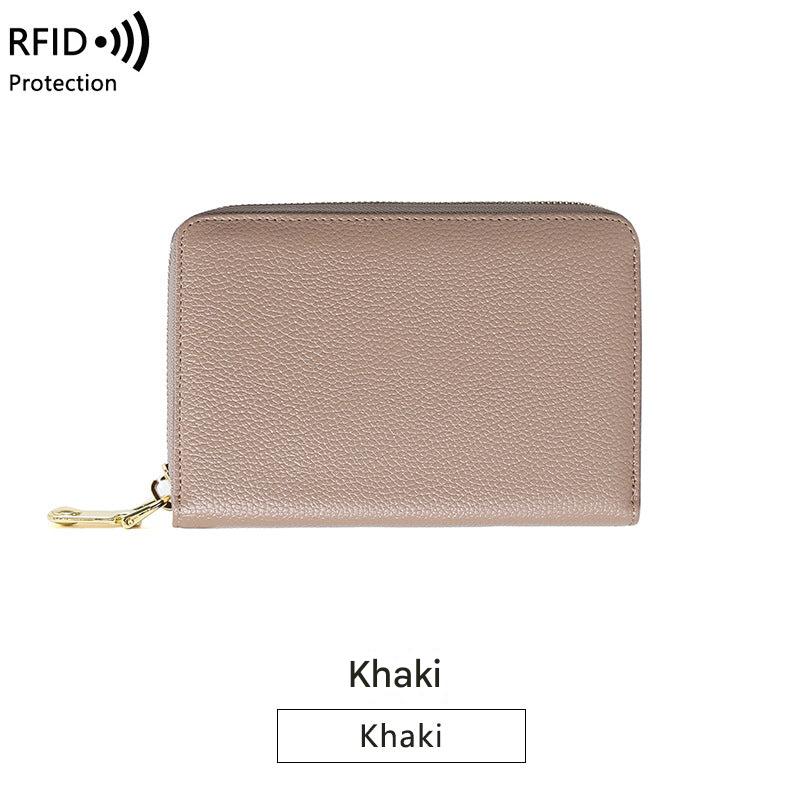 RFID blocking leather wallet in black color
