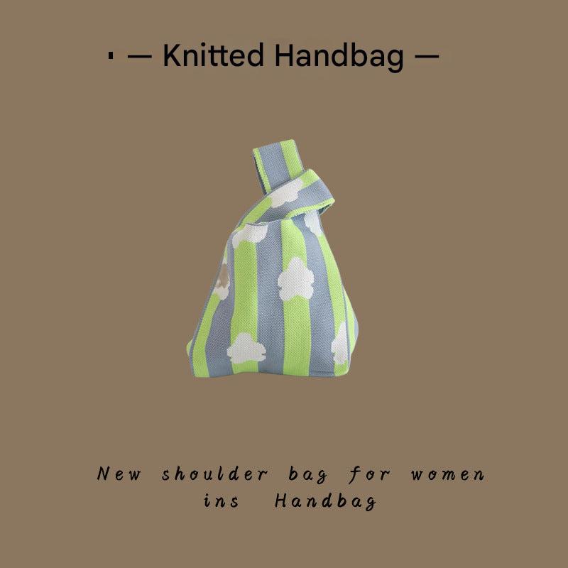 Knitted Tote Bag with Floral Design