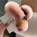 Pink Leopard Print Real Rex Rabbit Fur [Extra Large 15cm]