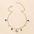 Gold-Plated Blue Crystal Evil Eye Necklace