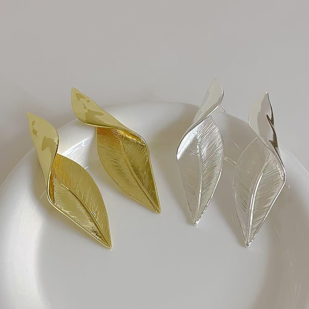 Bold geometric leaf earrings