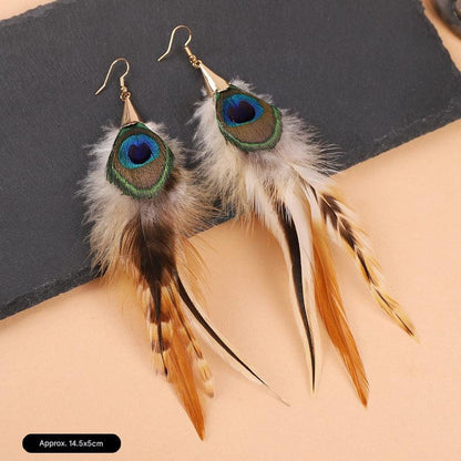 Multi-color feather earrings in bright hues