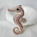 Rhinestone Pink Sea Horse Brooch