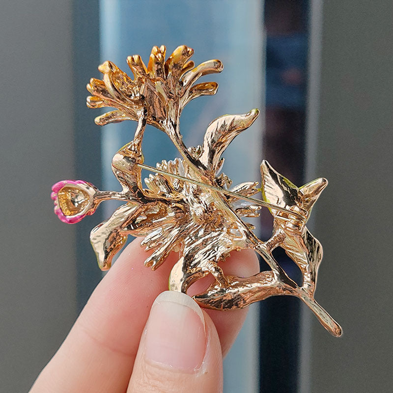 Colorful Floral Brooch Pin Yellow