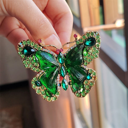 Red crystal butterfly brooch for women