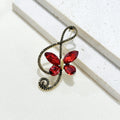 Red Butterfly Crystal Note Brooch