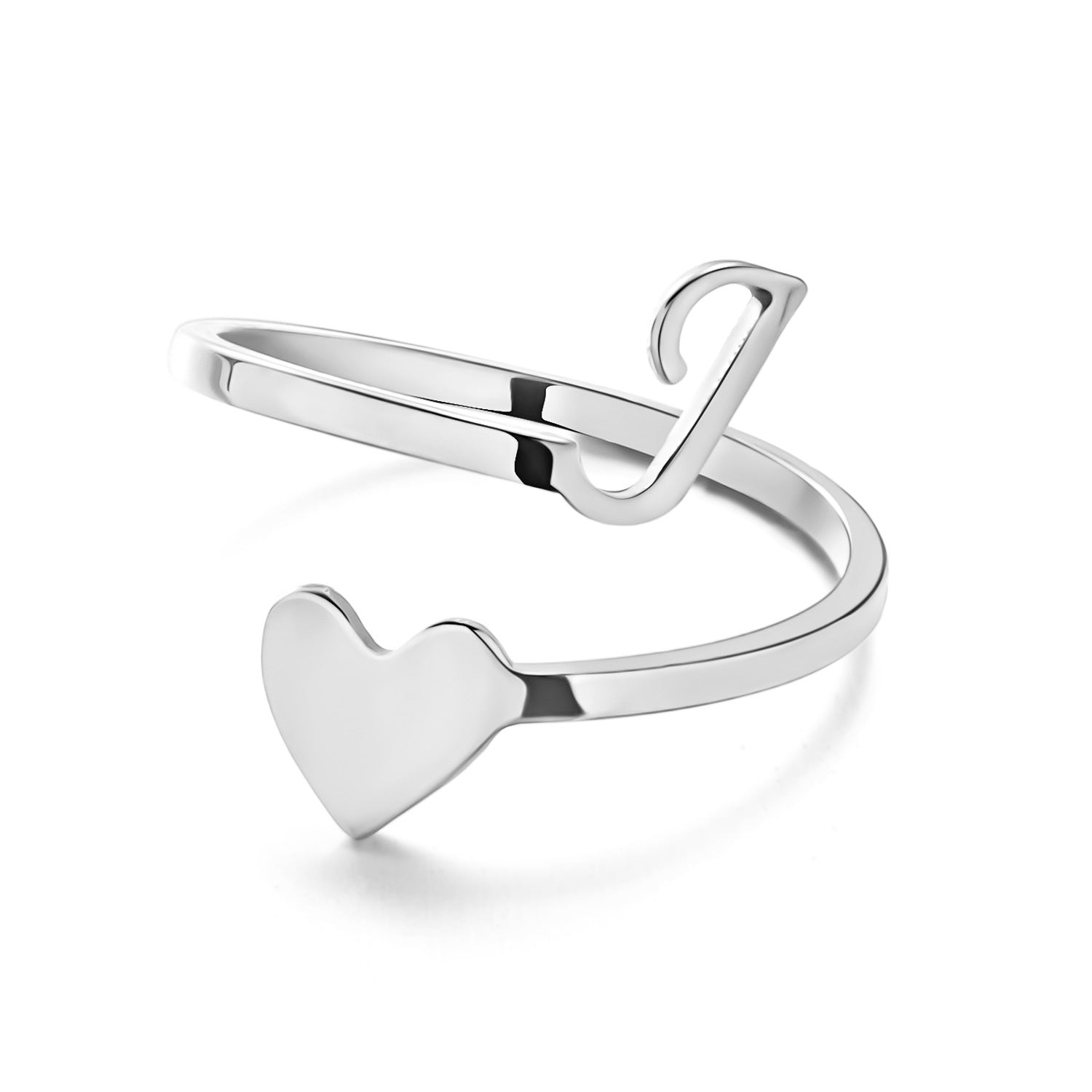 Elegant heart-shaped letter ring for fashion