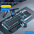Silver black (ice blue light) with palm rest + gaming macro mouse (Pack of 5)