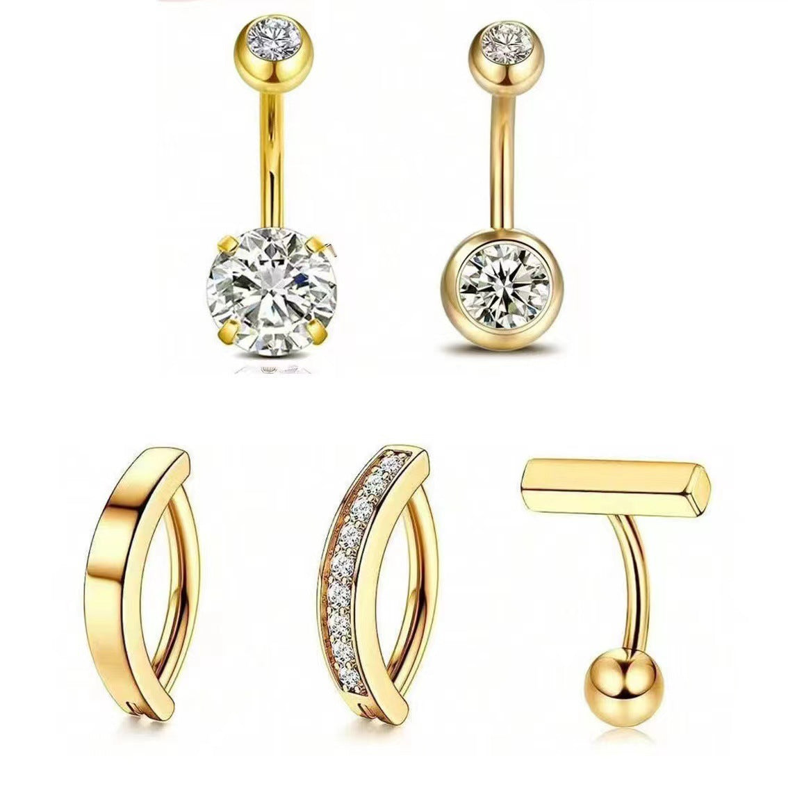 Stylish stainless steel navel ring set - image 1